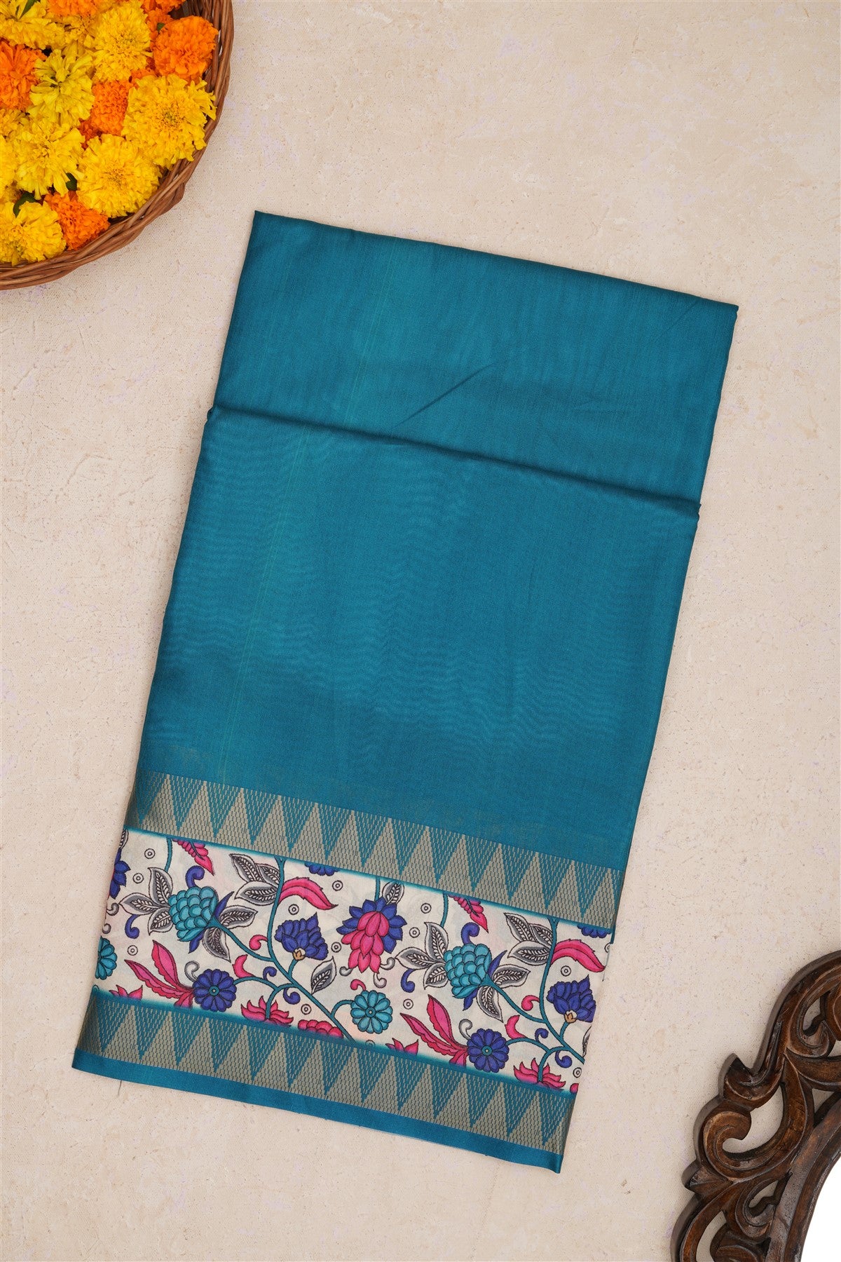 Fancy Silk Teal Saree