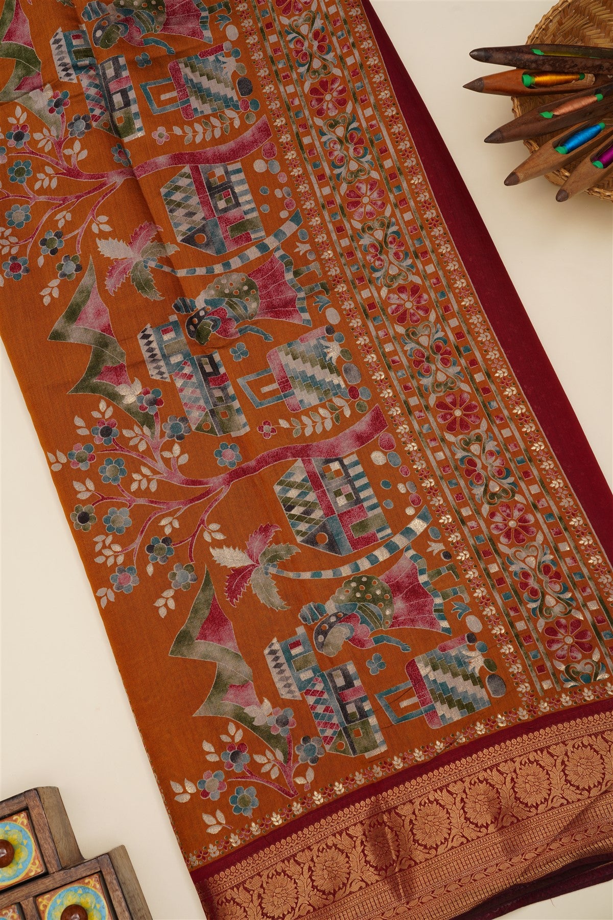Fancy Silk Dark Mustard Saree