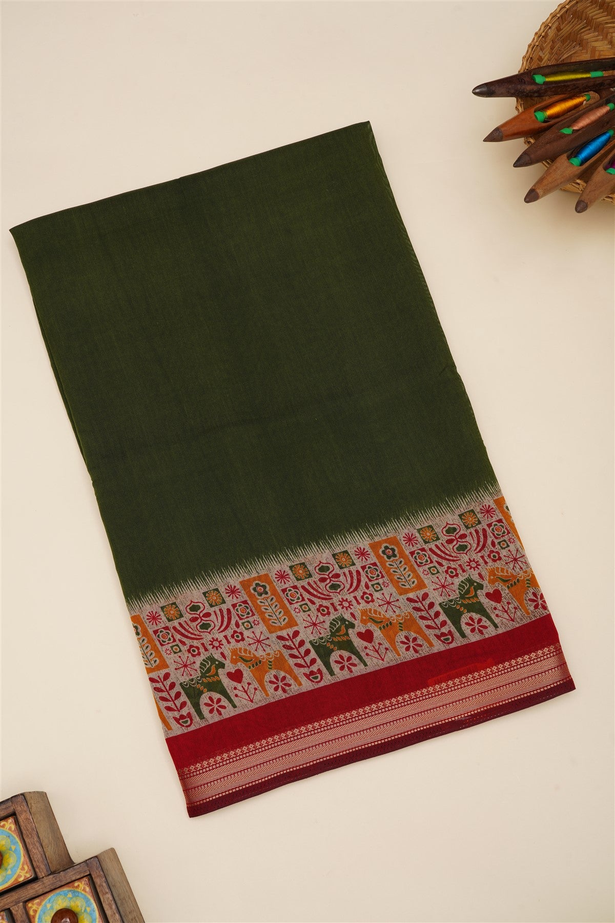 Fancy Silk Mehandi Green Saree