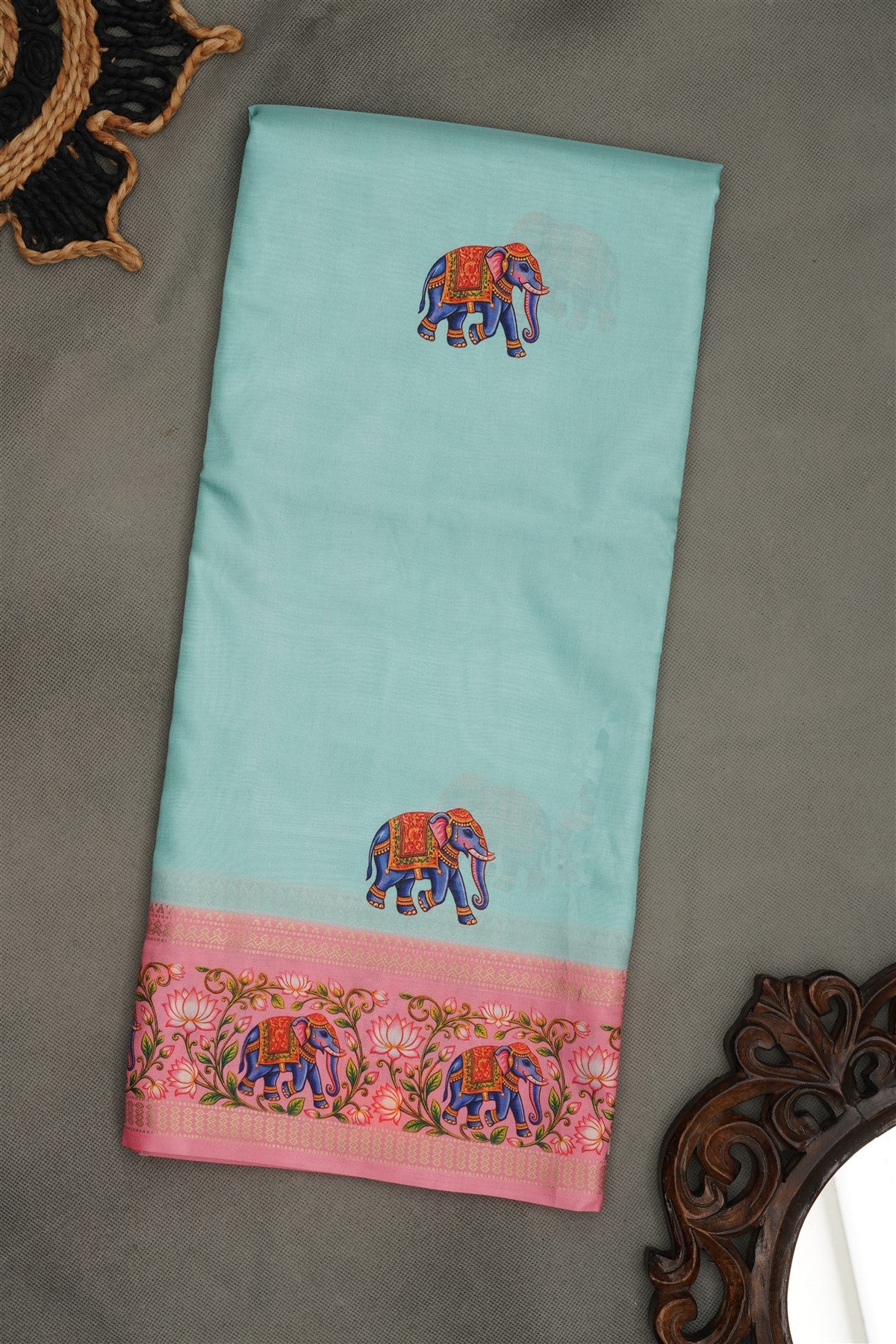 Mangalagiri Silk Sky Blue  Saree