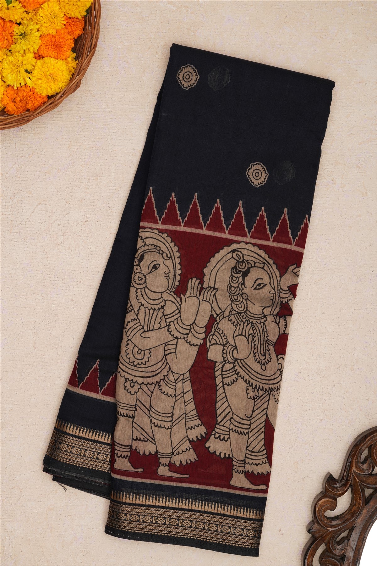 Fancy Silk Dark Navy Blue Saree