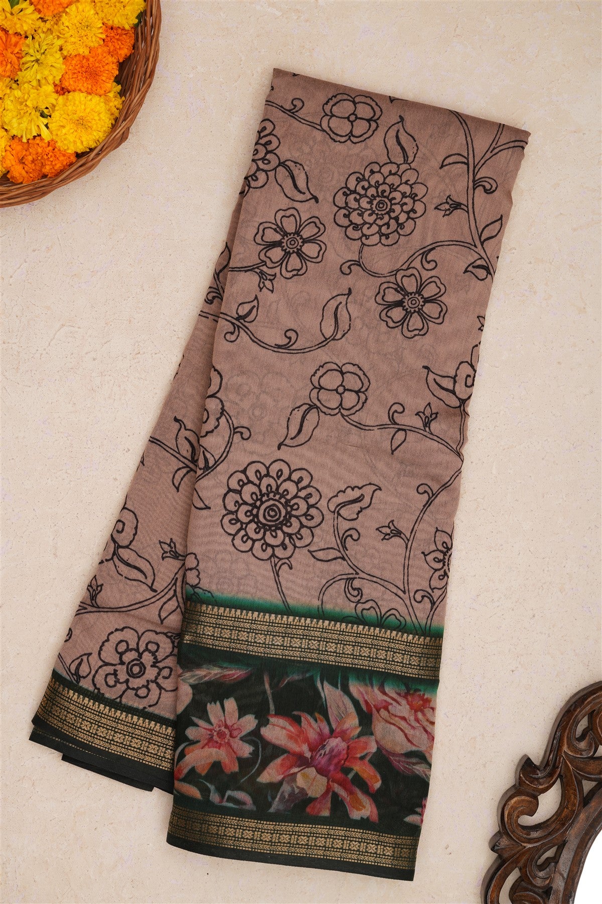 Fancy Silk Beige Saree
