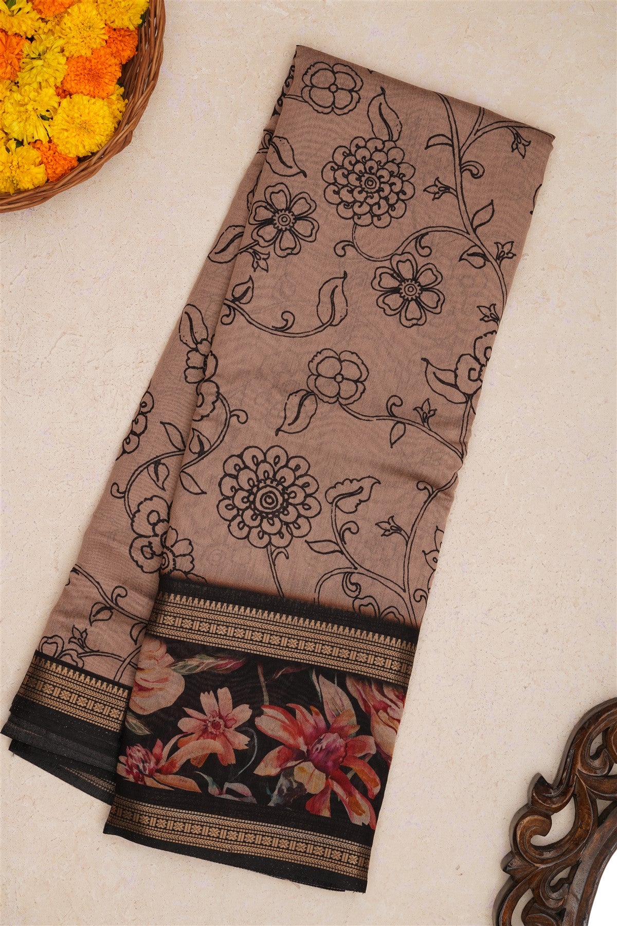 Fancy Silk Beige Saree