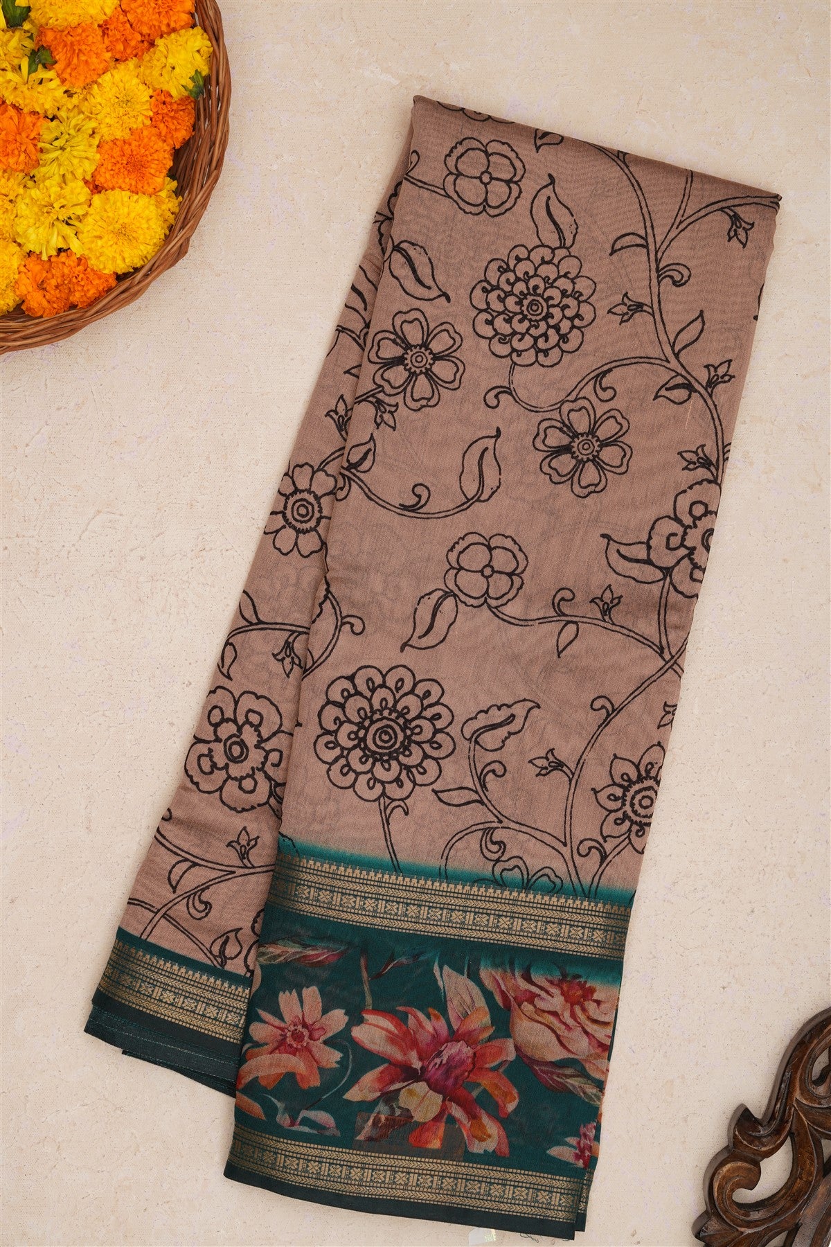 Fancy Silk Beige Saree