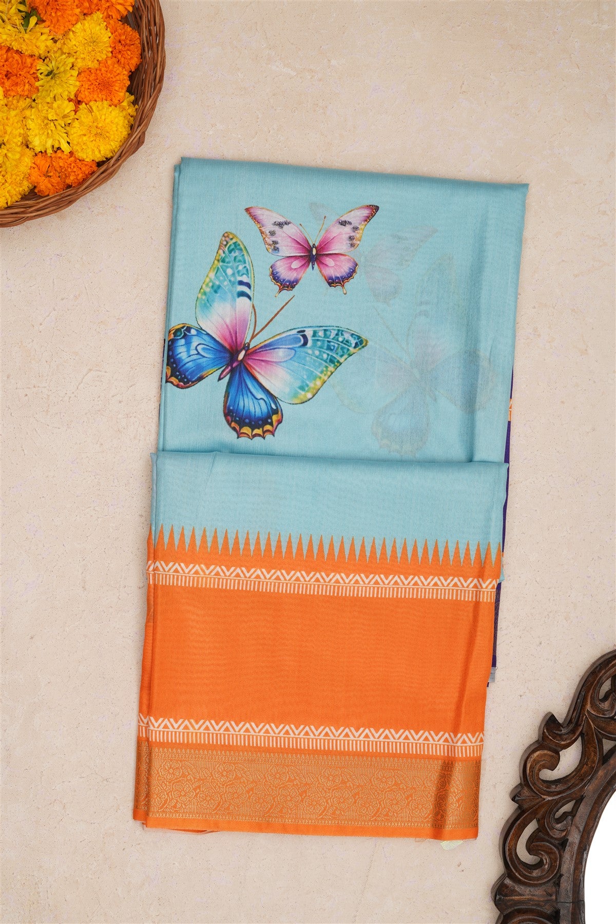 Fancy Silk Light Blue Saree