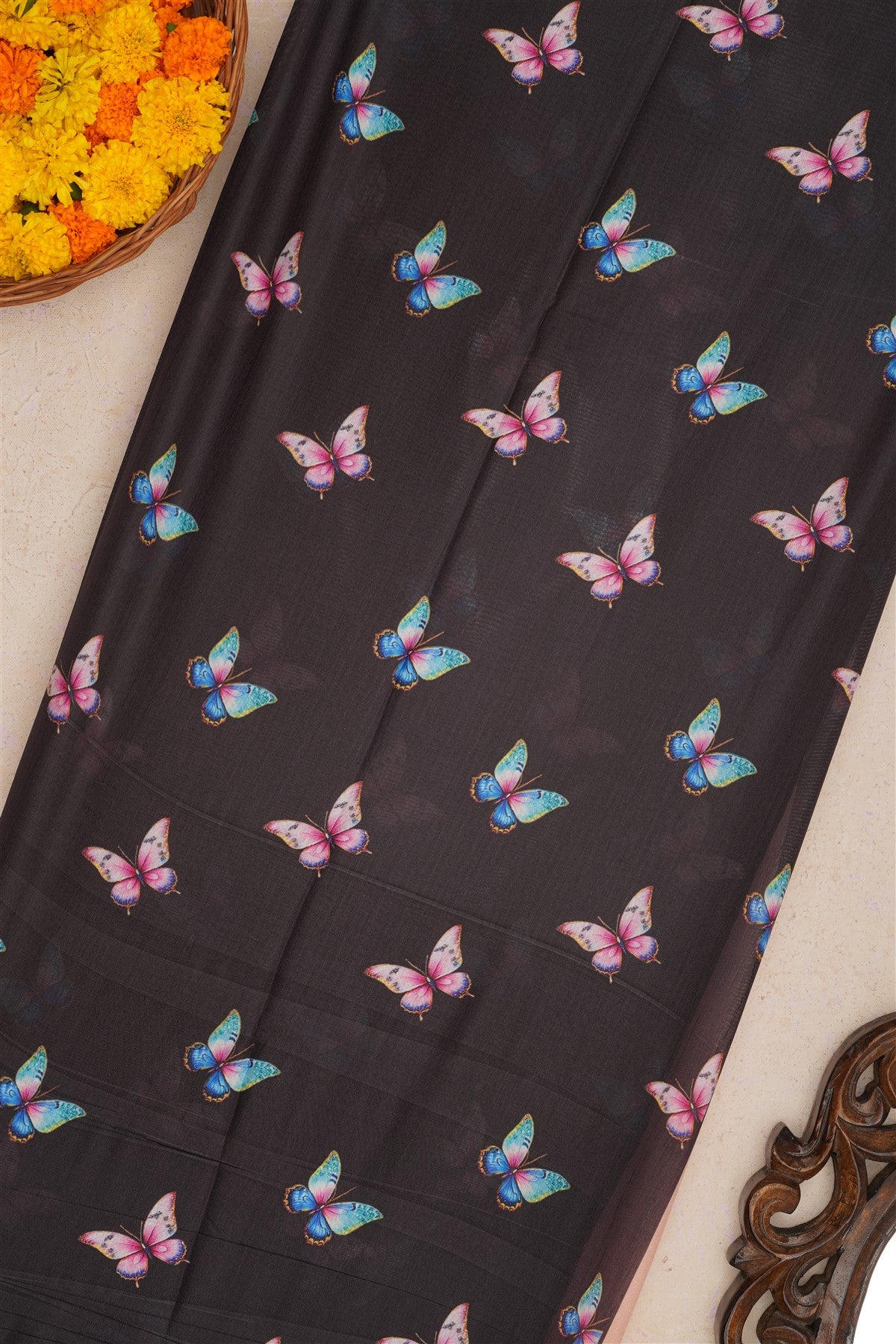 Fancy Silk Peach Saree