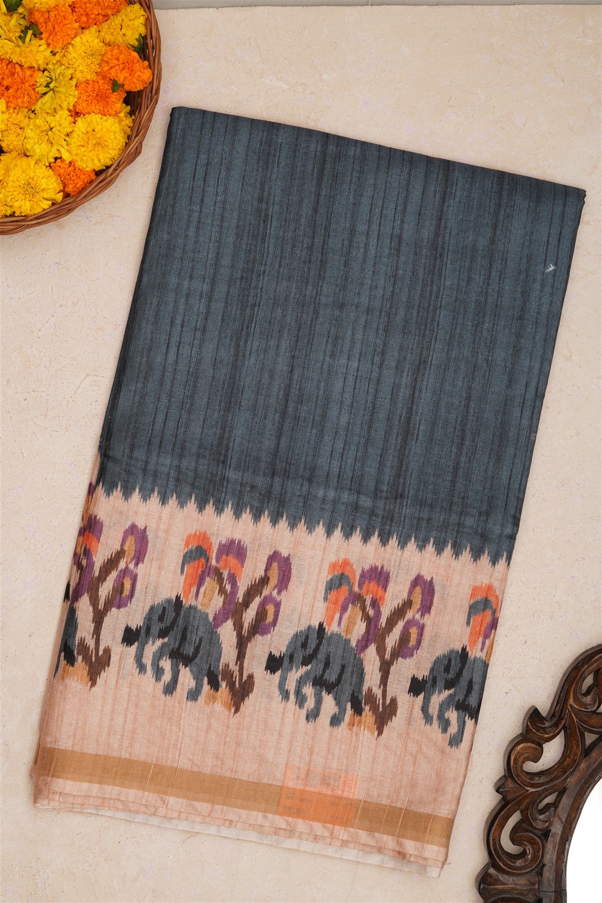 Fancy Silk Dark Slate Blue Saree