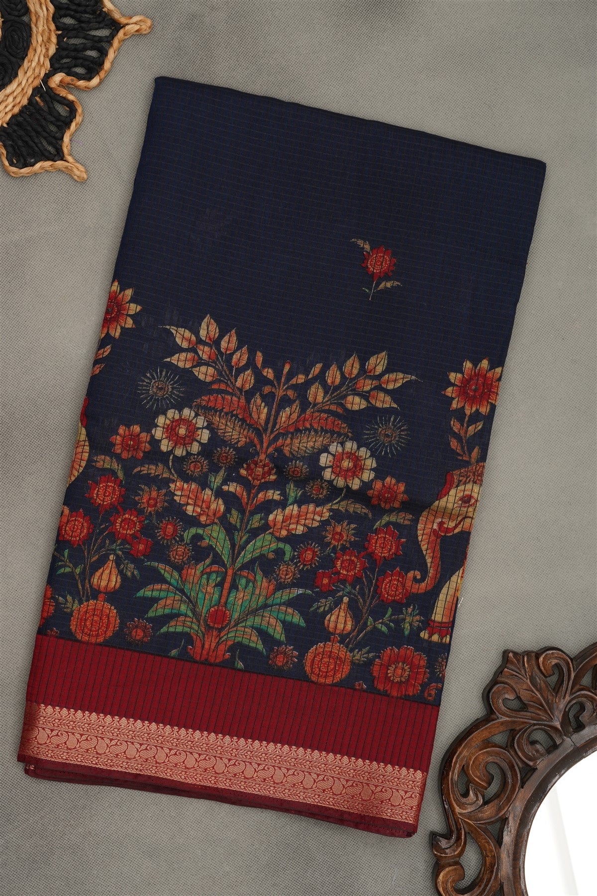Fancy Art Silk Navy Blue  Saree