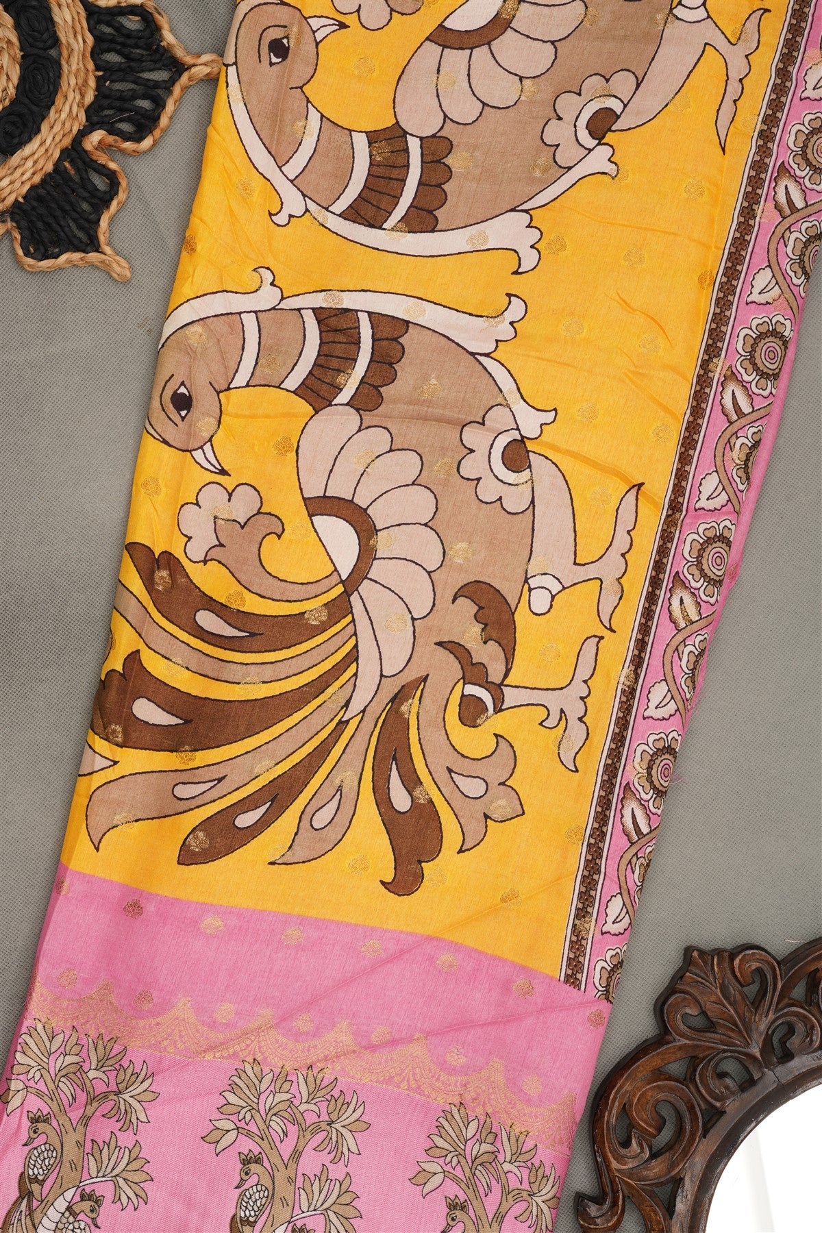 Fancy Silk Blend Yellow  Saree