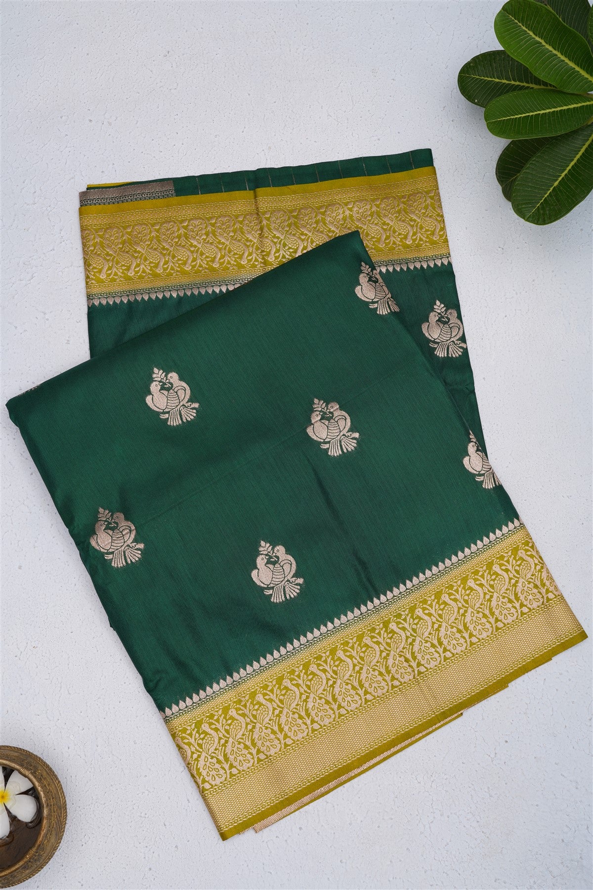 Banarasi Warm Silk Dark Green Saree