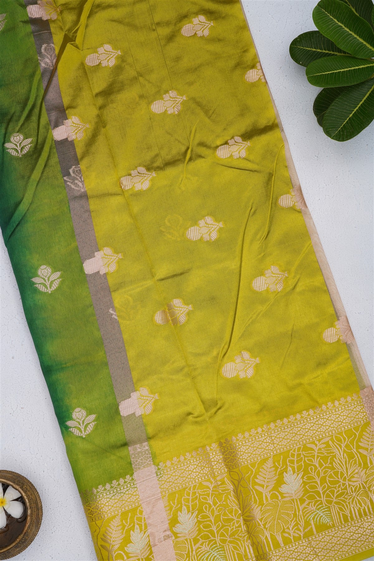 Banarasi Kathan Silk Dark Green Saree