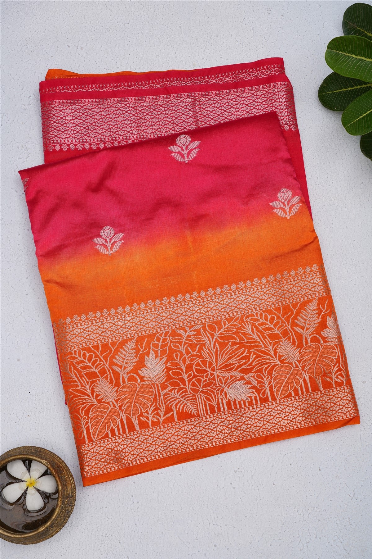 Banarasi Kathan Silk Dark Pink Saree