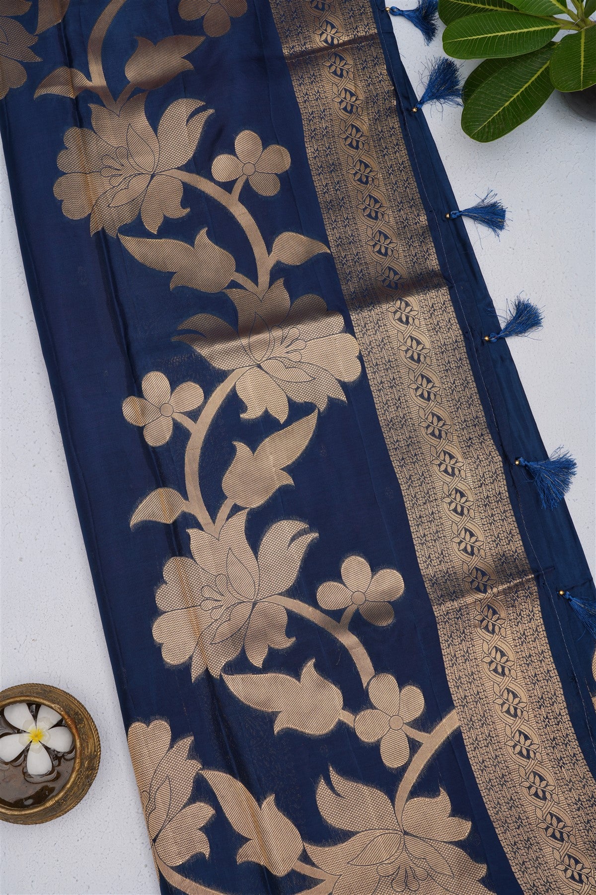 Banarasi Kathan Silk Dark Blue Saree