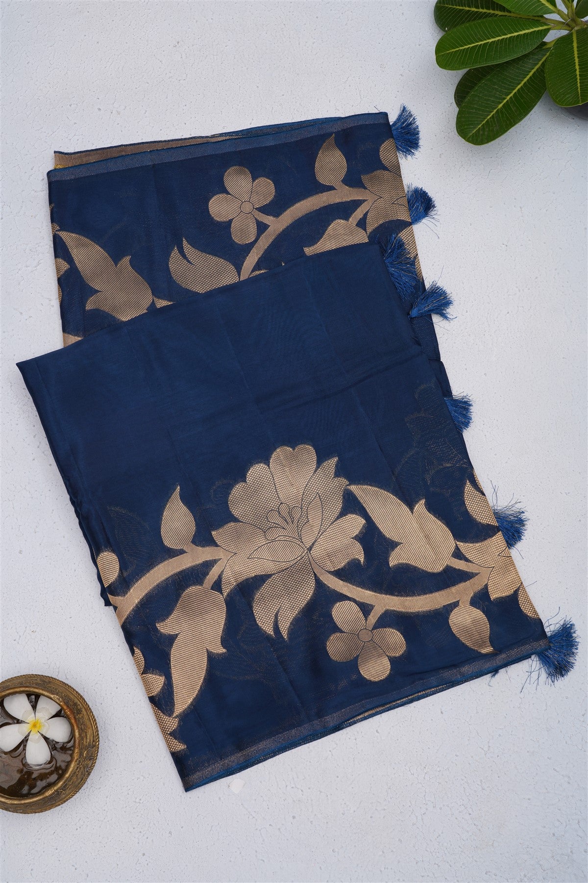 Banarasi Kathan Silk Dark Blue Saree
