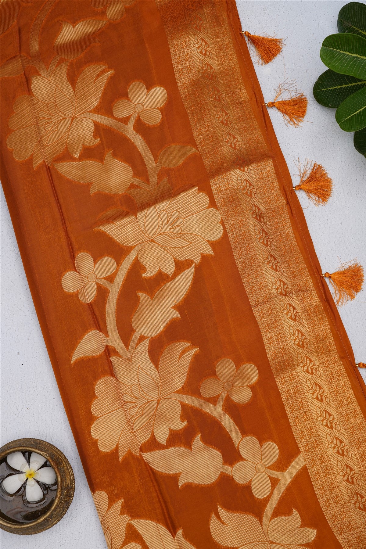 Banarasi Kathan Silk Dark Mustard Saree