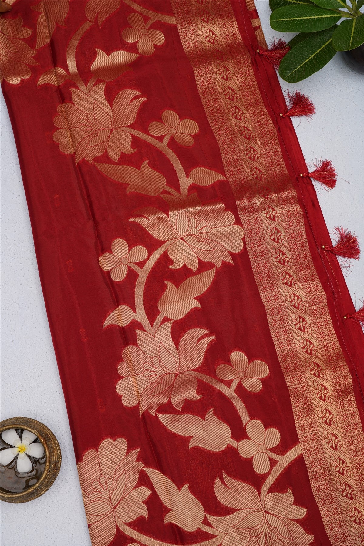 Banarasi Kathan Silk Maroon Saree
