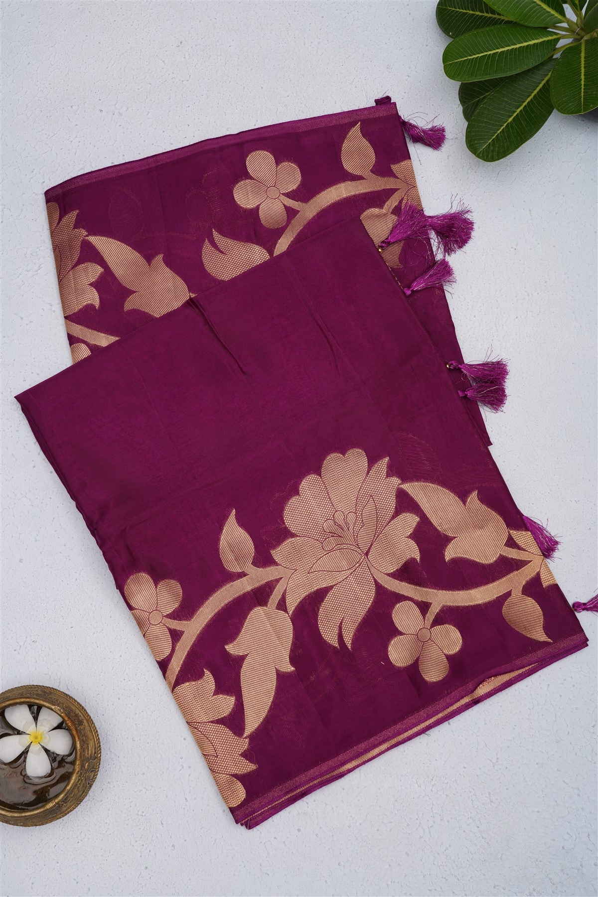 Banarasi Kathan Silk Purple Saree