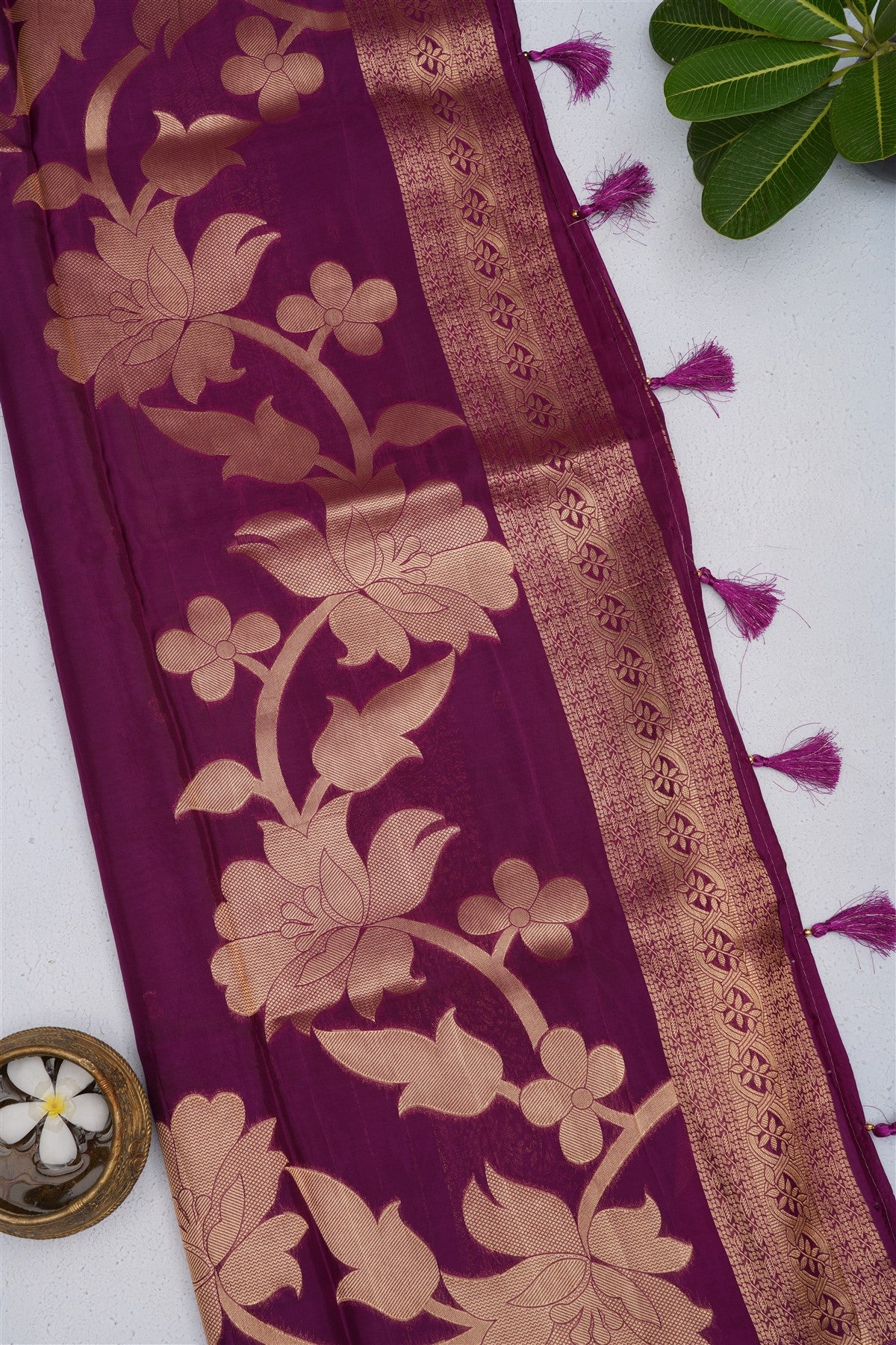 Banarasi Kathan Silk Purple Saree