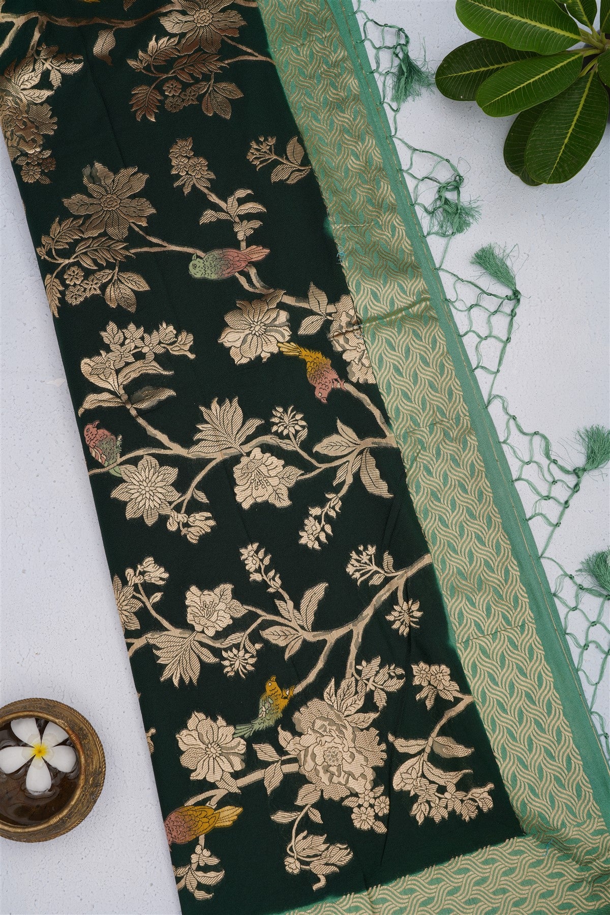 Banarasi Georgette Dark Green Saree