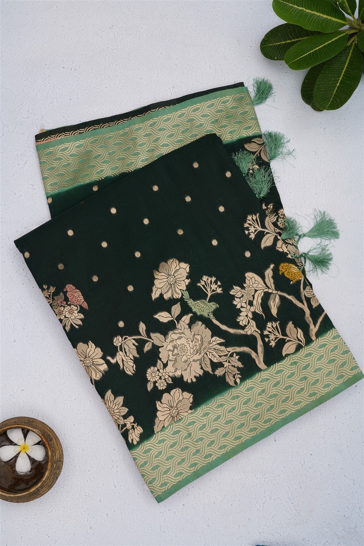 Banarasi Georgette Dark Green Saree