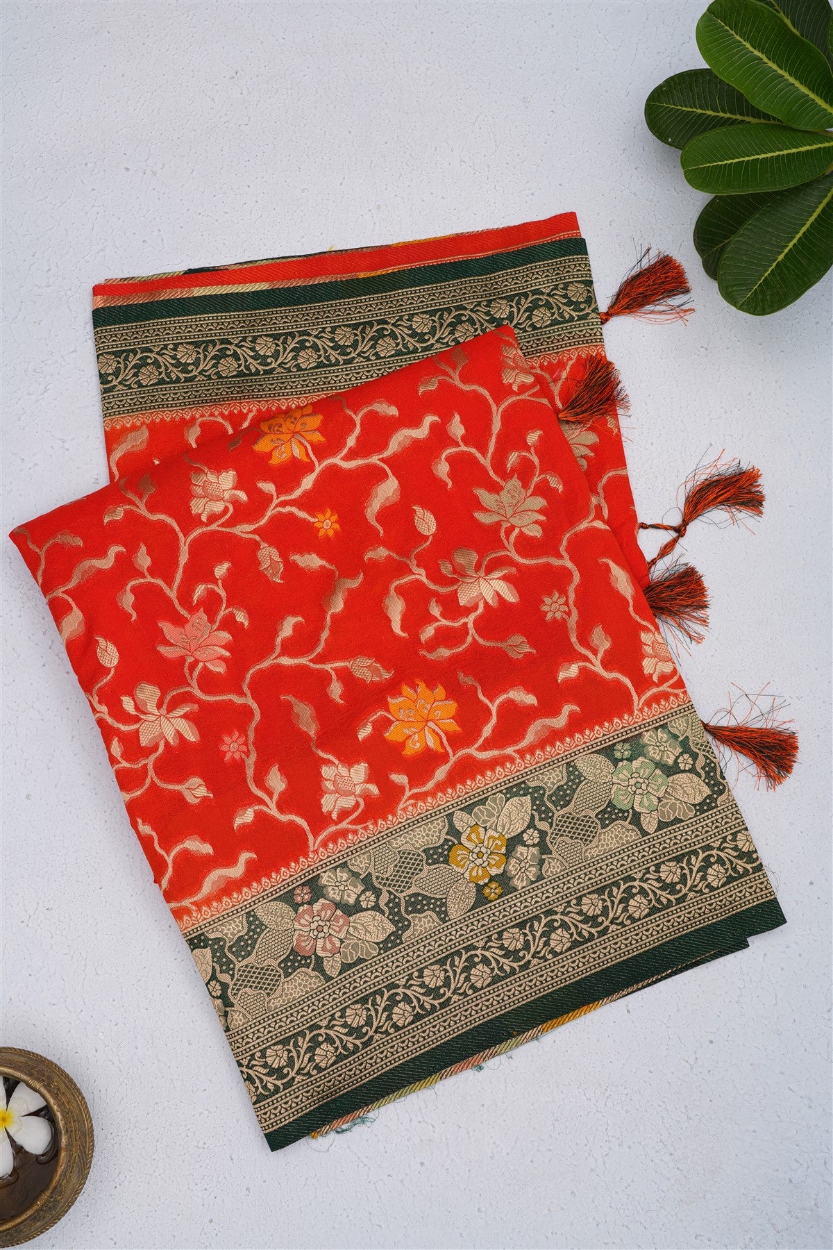 Banarasi Georgette Dark Orange Saree