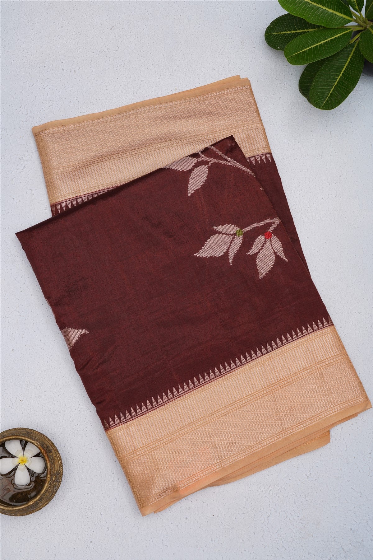 Banarasi Silk Dark Brown Saree