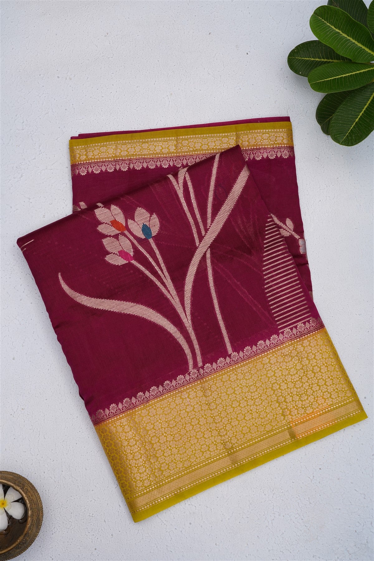 Banarasi Kathan Silk Dark Purple Saree