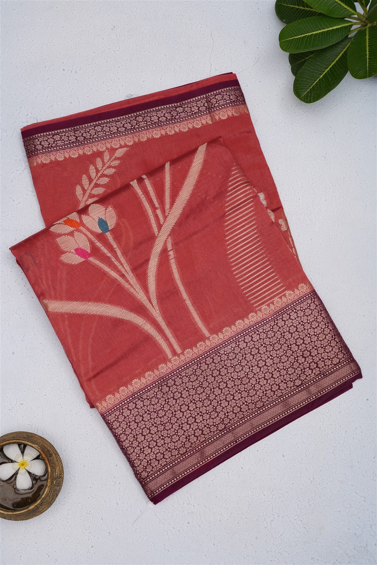 Banarasi Kathan Silk Dusty Pink Saree