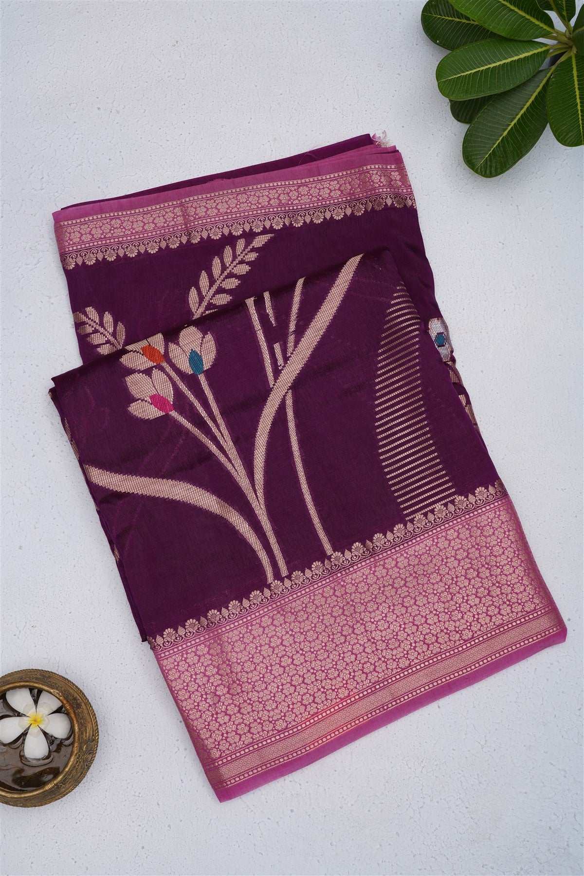 Banarasi Kathan Silk Violet Saree