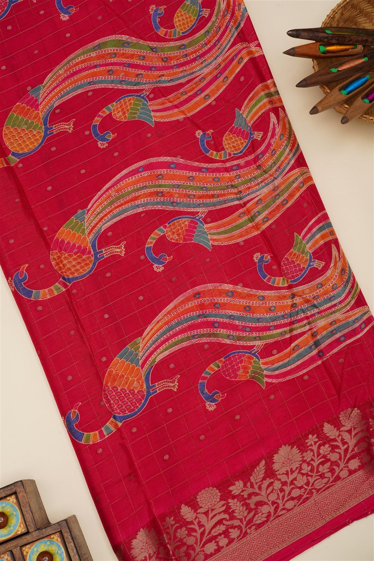 Fancy Chinon Chiffon Dark Pink Saree