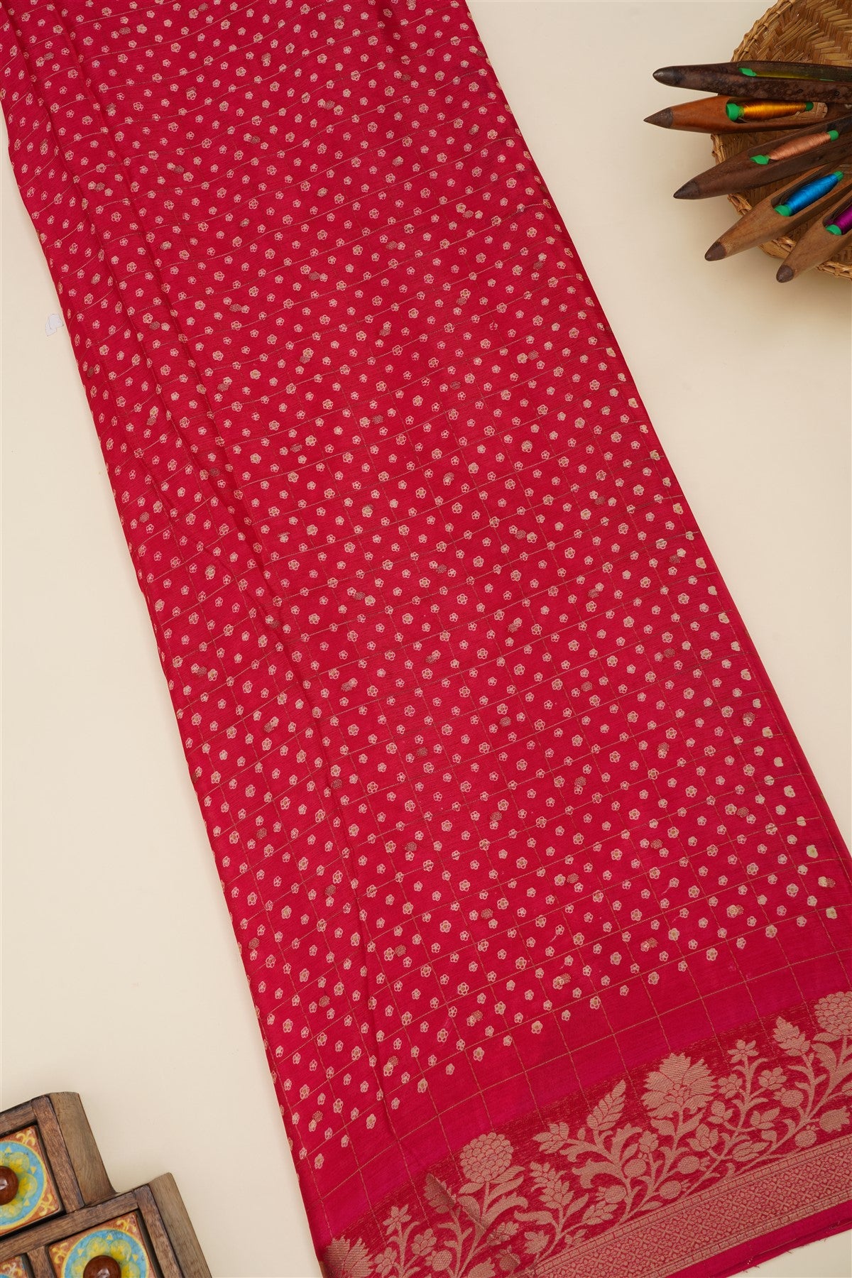 Fancy Chinon Chiffon Dark Pink Saree