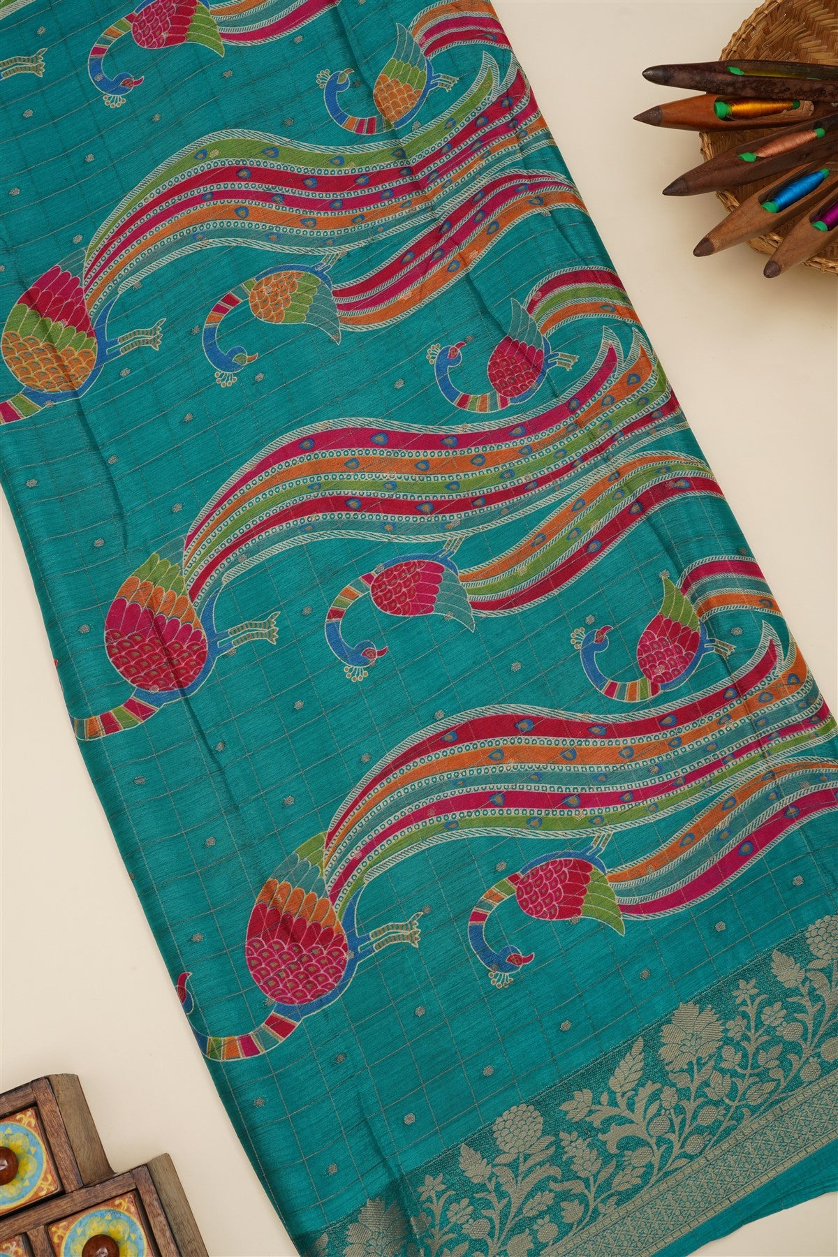 Fancy Chinon Chiffon Green Saree