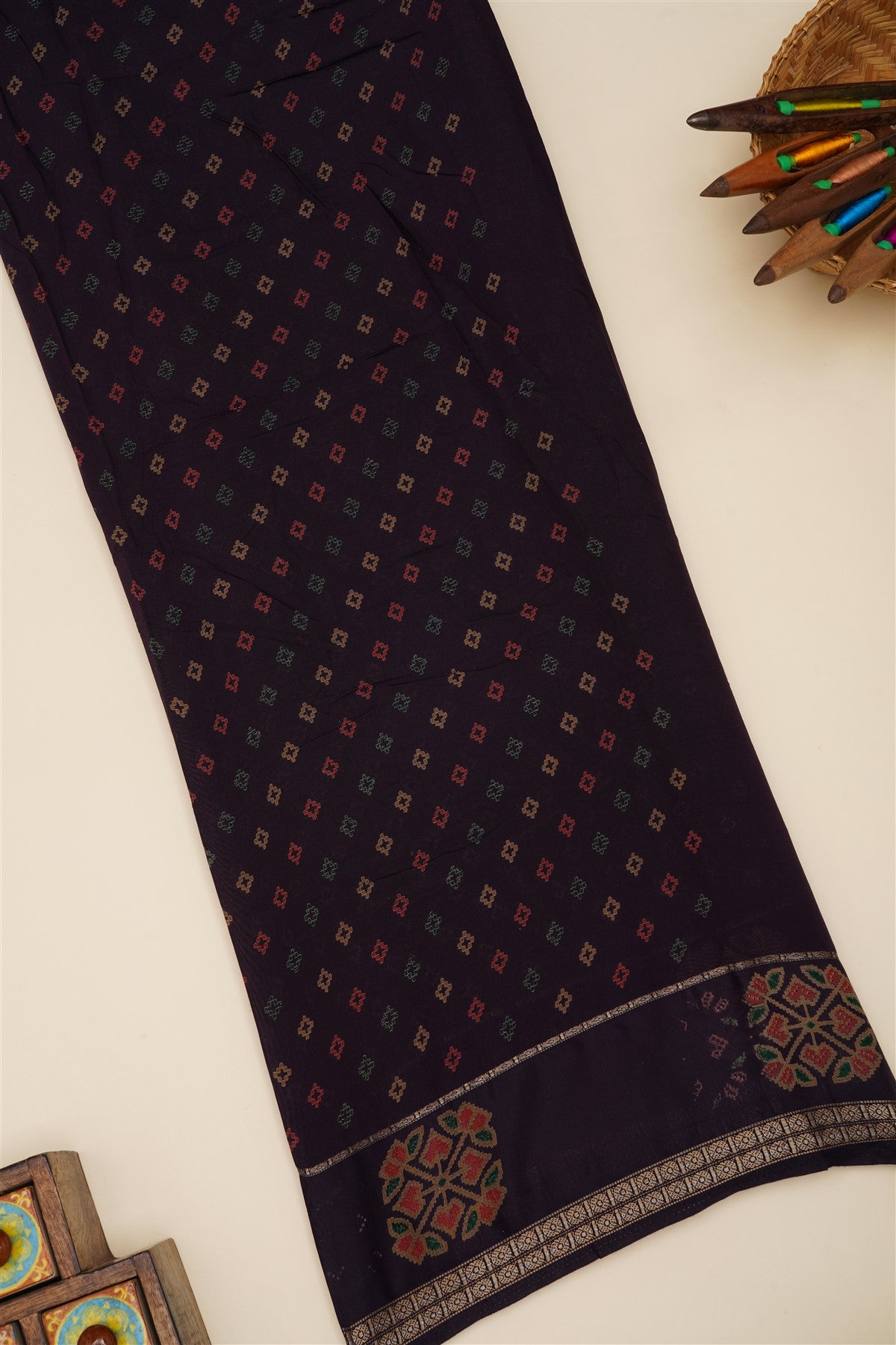 Fancy Silk Blend Dark Violet Saree