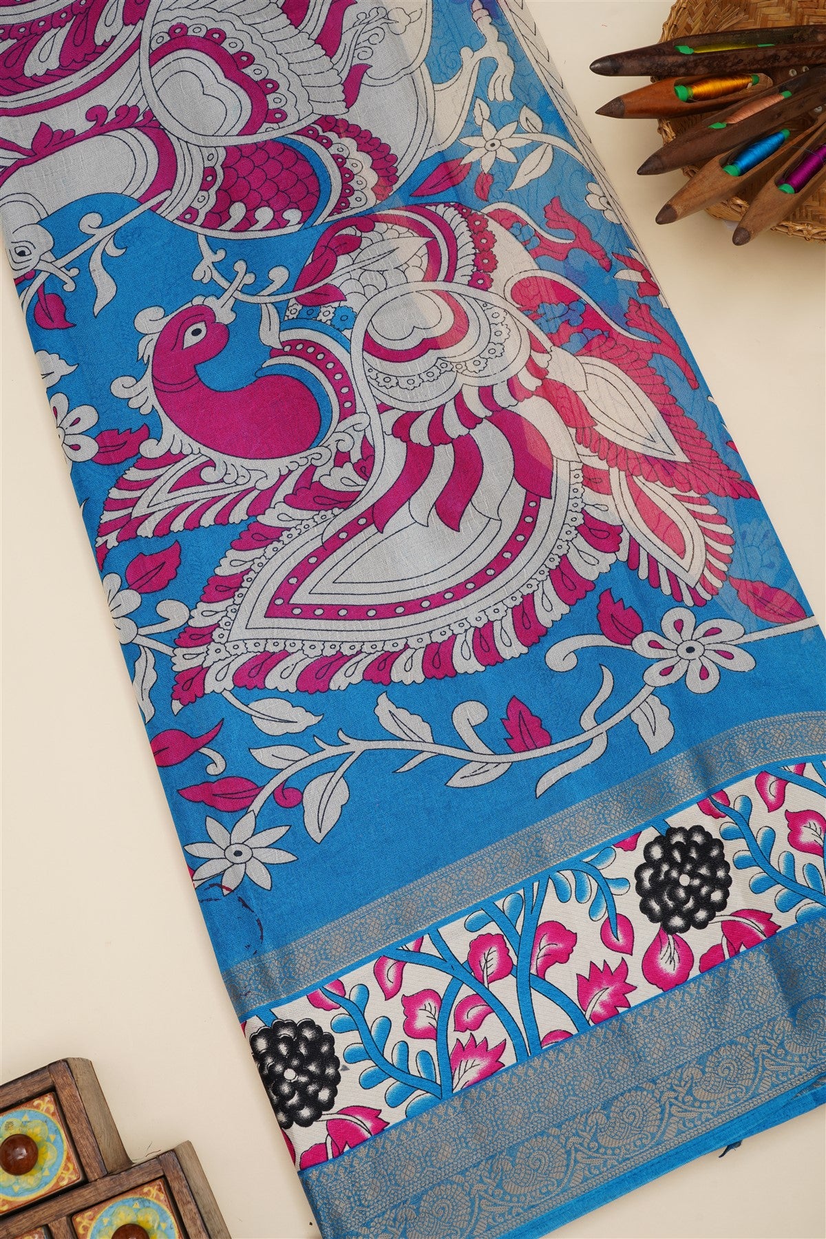 Fancy Viscose Blue  Saree
