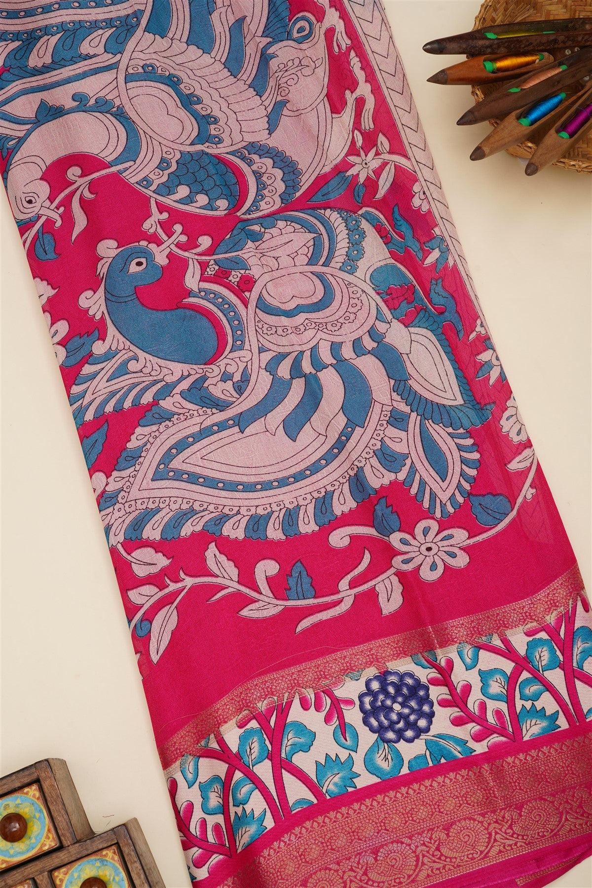 Fancy Viscose Dark Pink  Saree