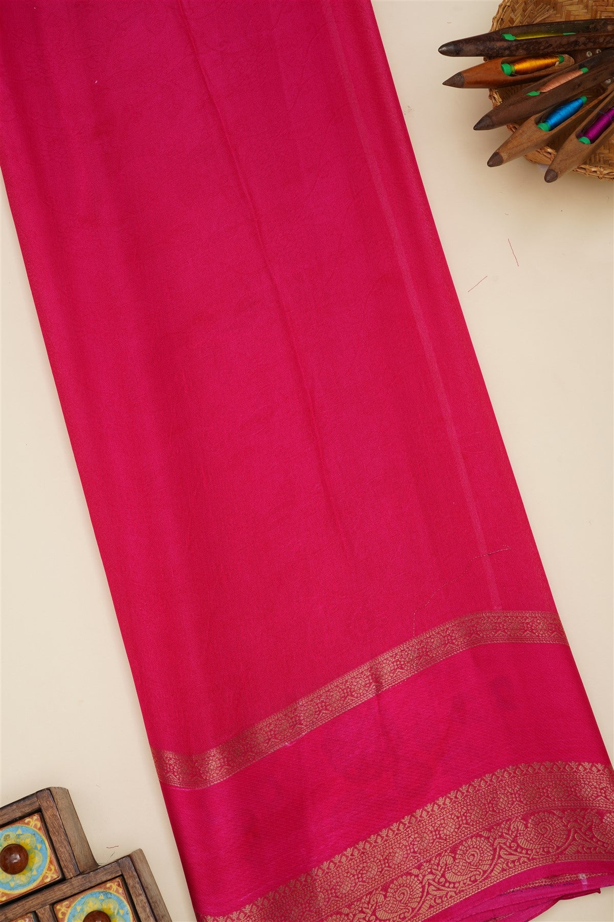 Fancy Viscose Dark Pink  Saree