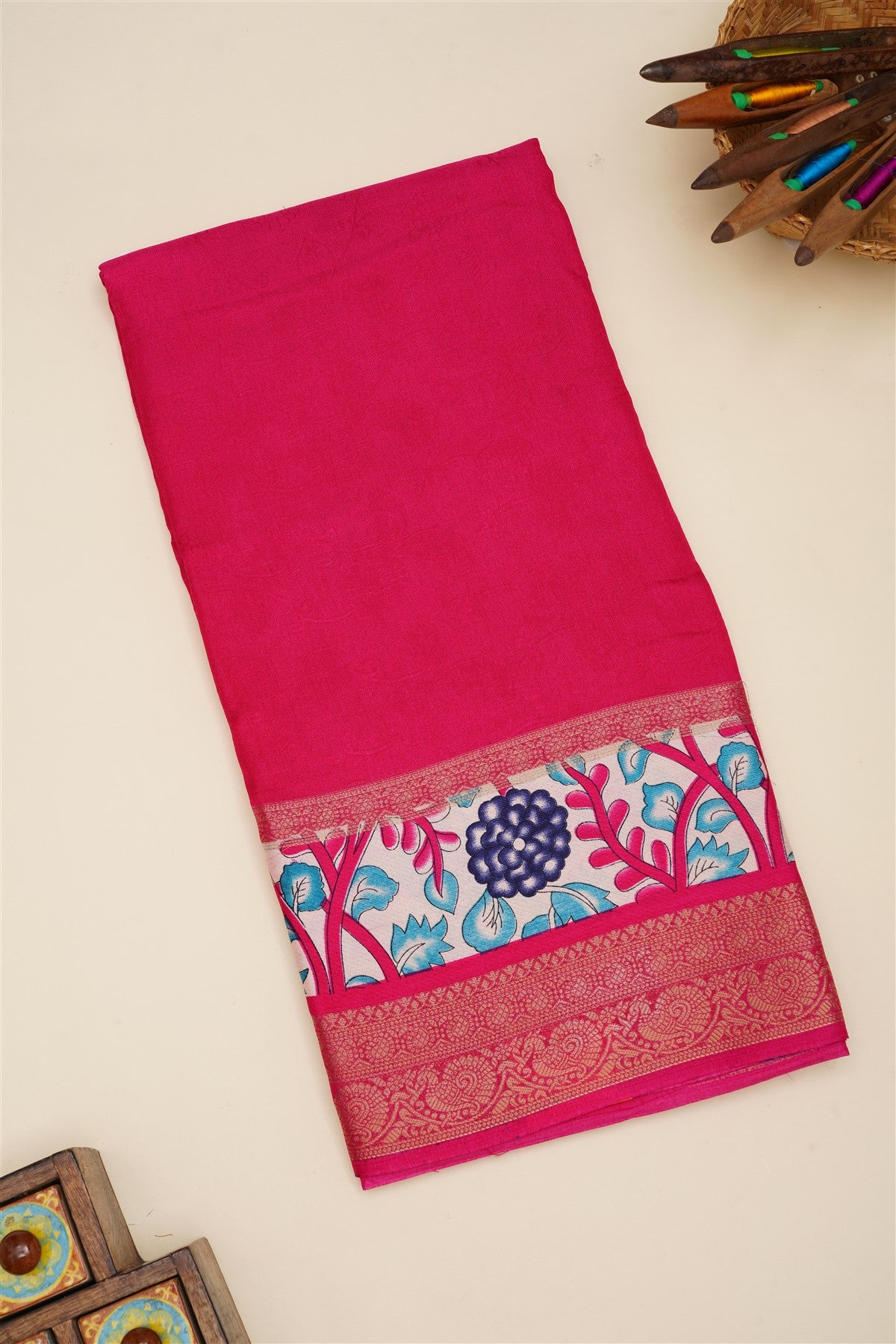 Fancy Viscose Dark Pink  Saree
