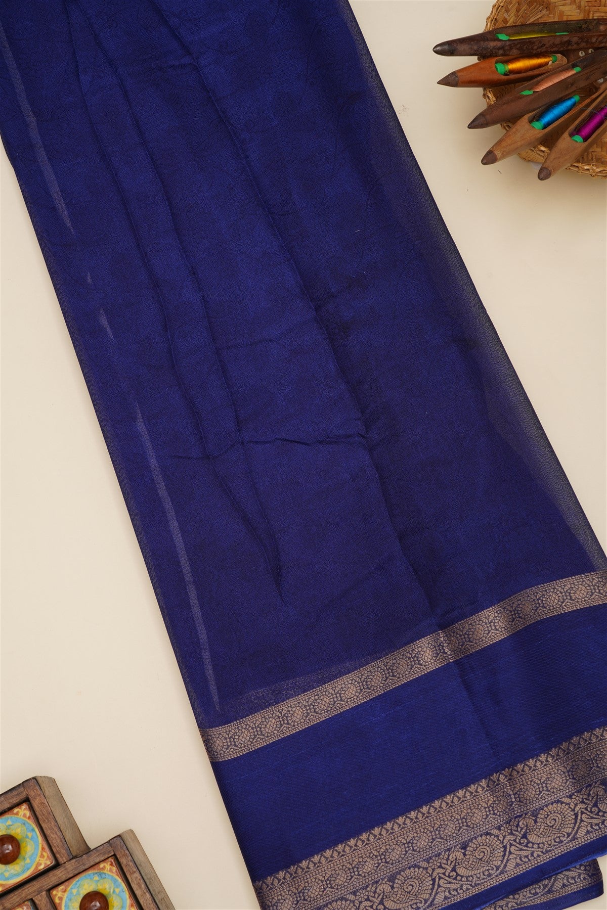 Fancy Viscose Navy Blue  Saree