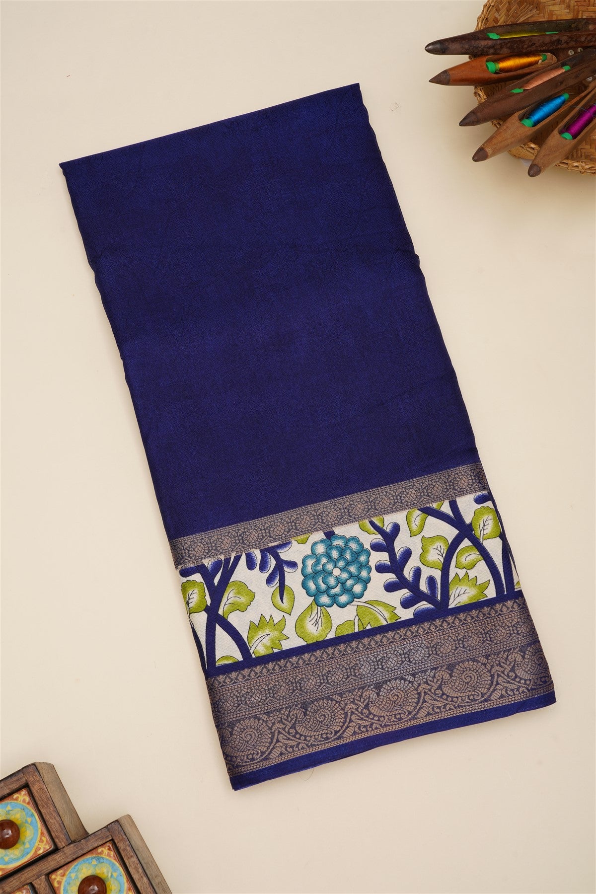Fancy Viscose Navy Blue  Saree