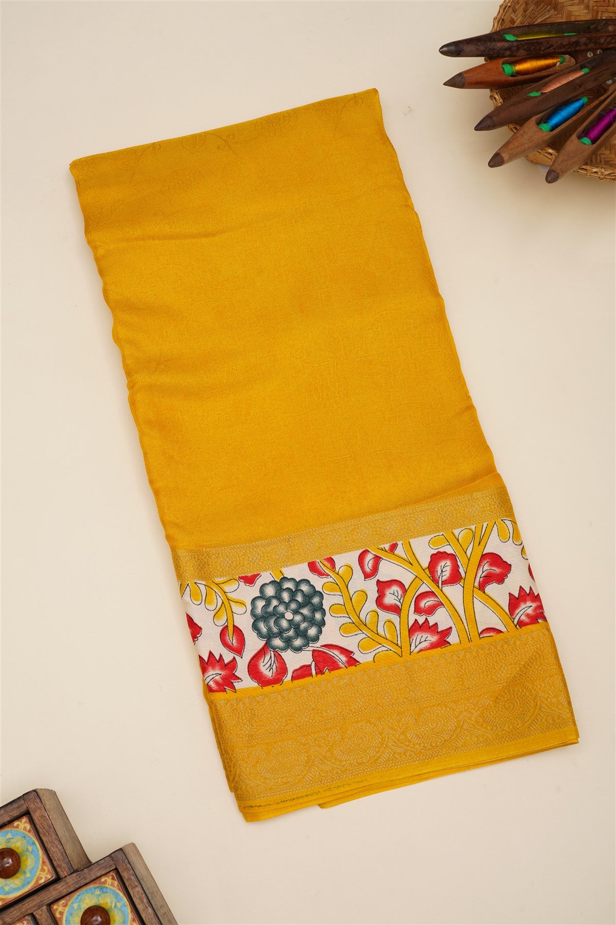 Fancy Viscose Yellow  Saree