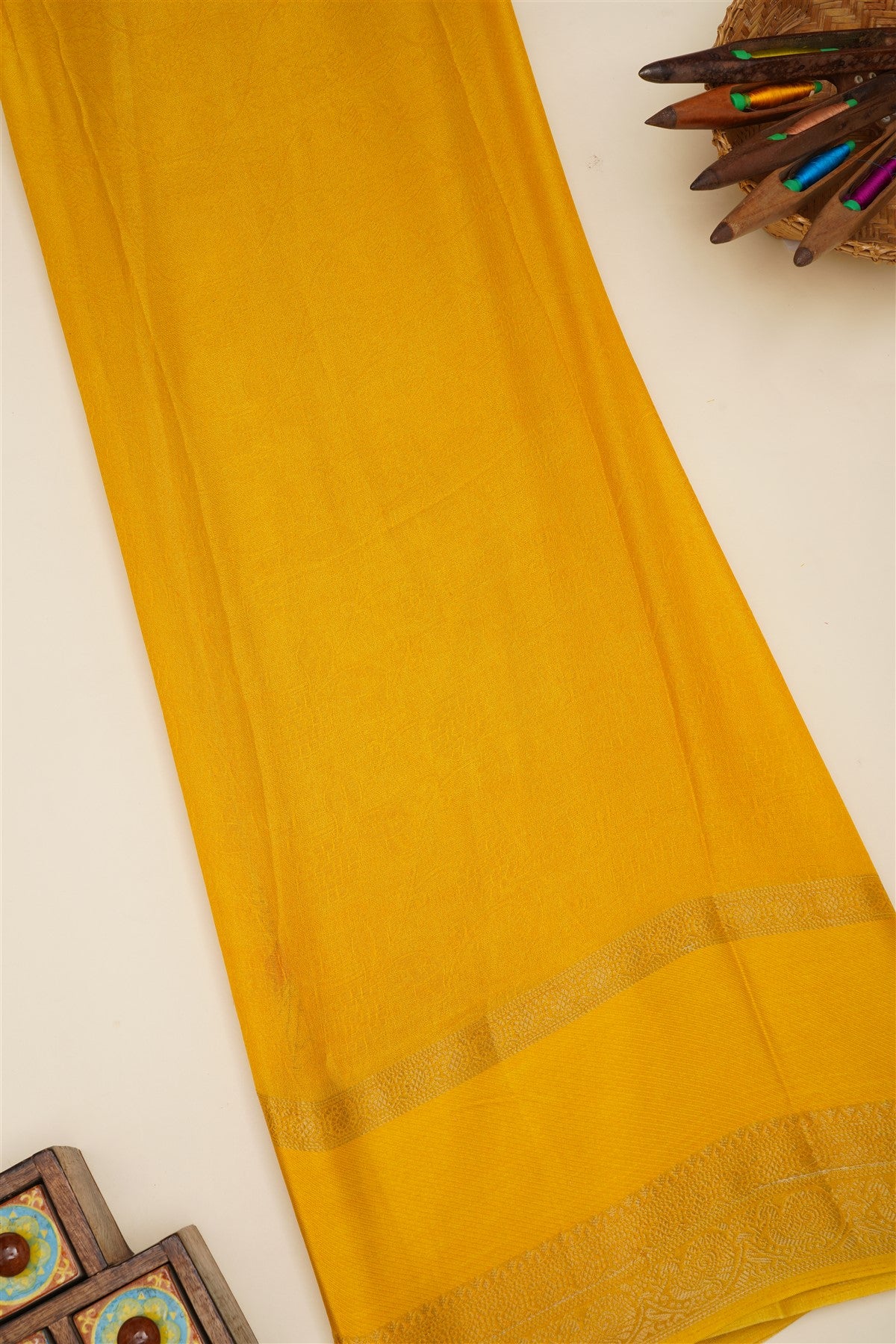 Fancy Viscose Yellow  Saree