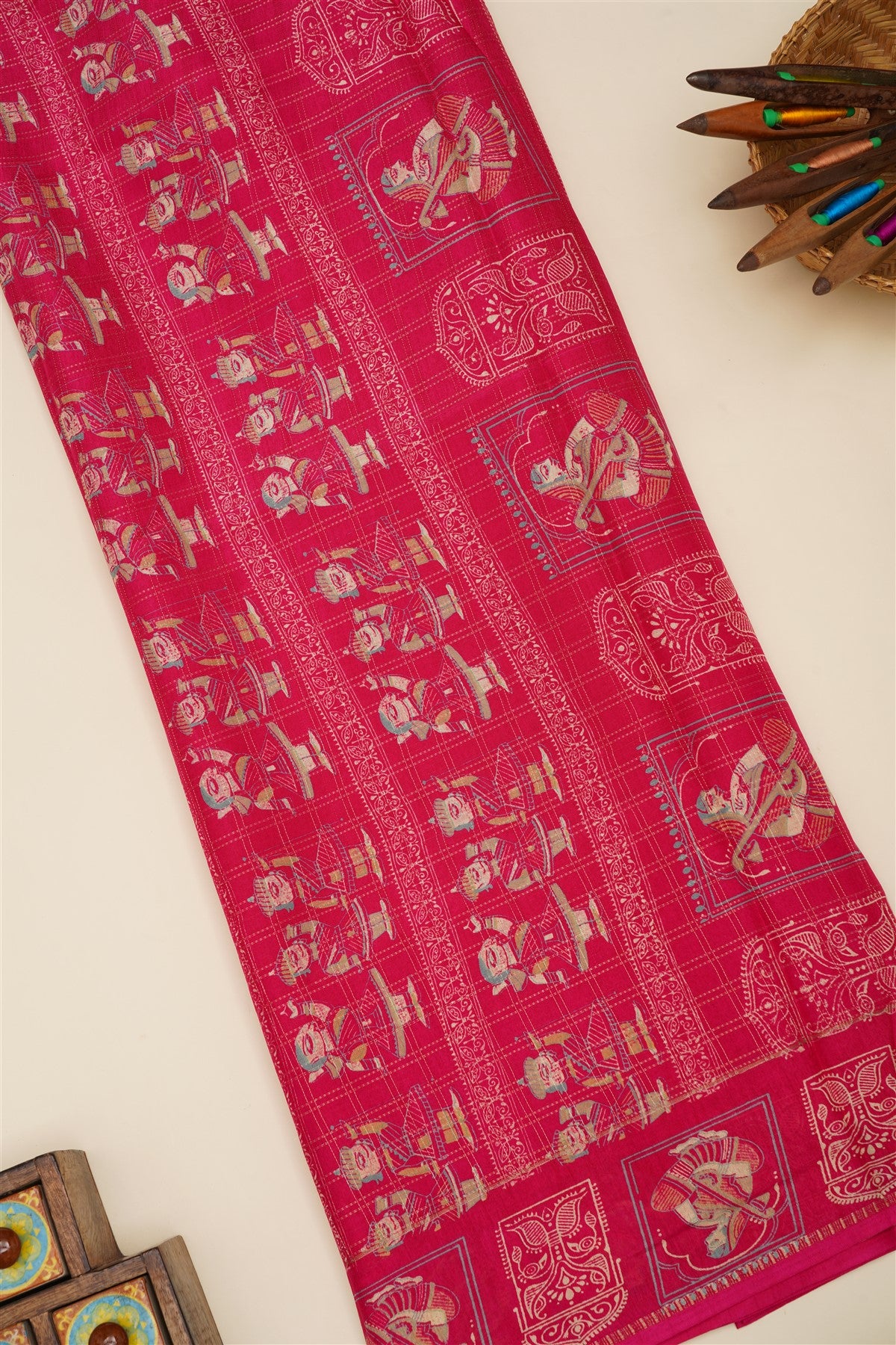 Fancy Viscose Dark Pink Saree