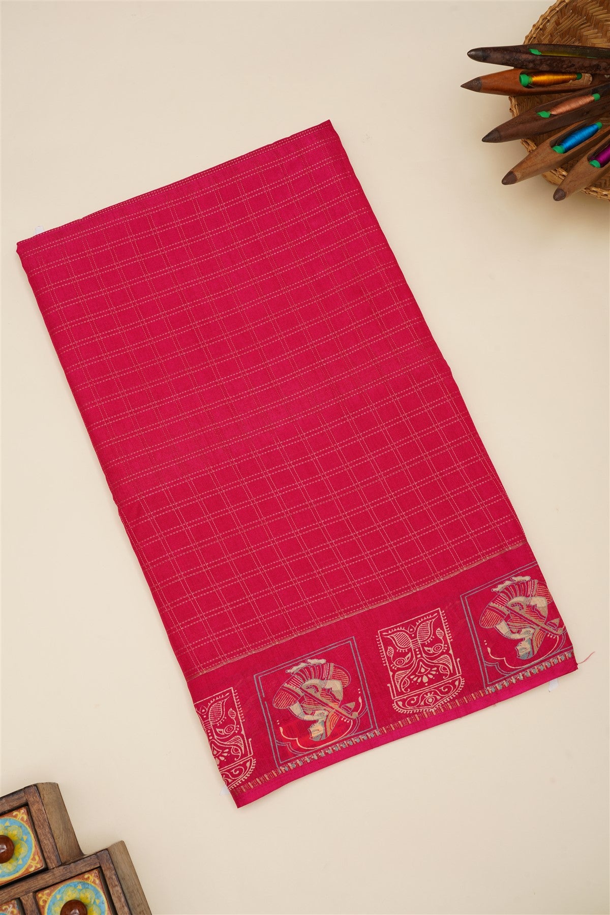Fancy Viscose Dark Pink Saree