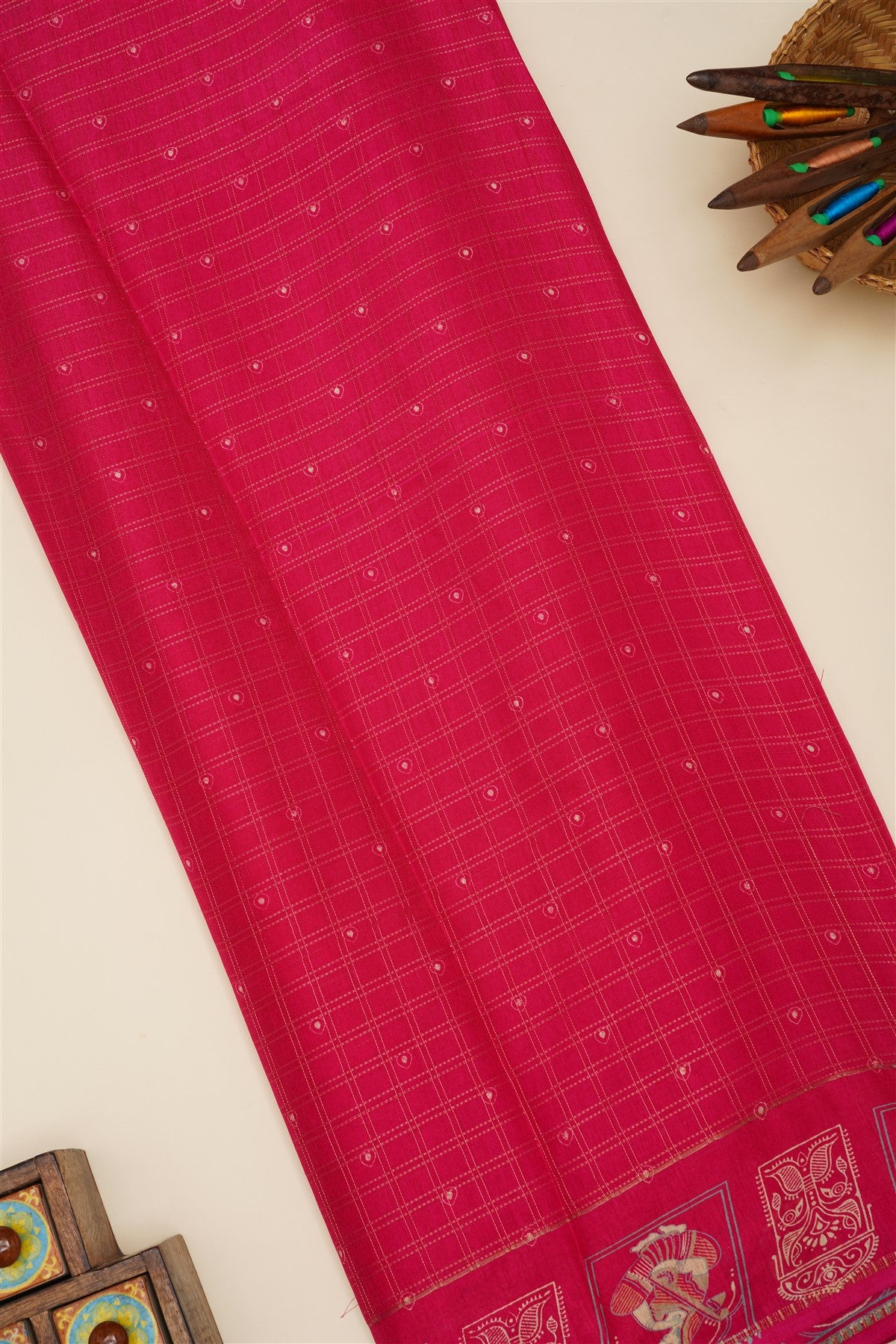 Fancy Viscose Dark Pink Saree
