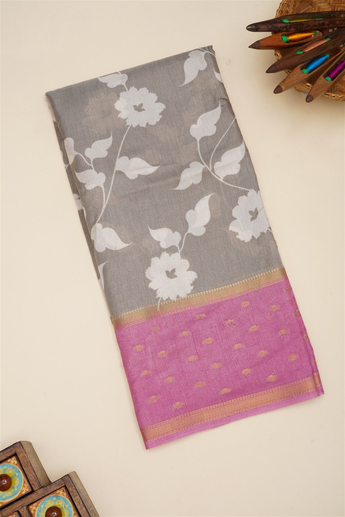 Fancy Dola Silk Grey  Saree