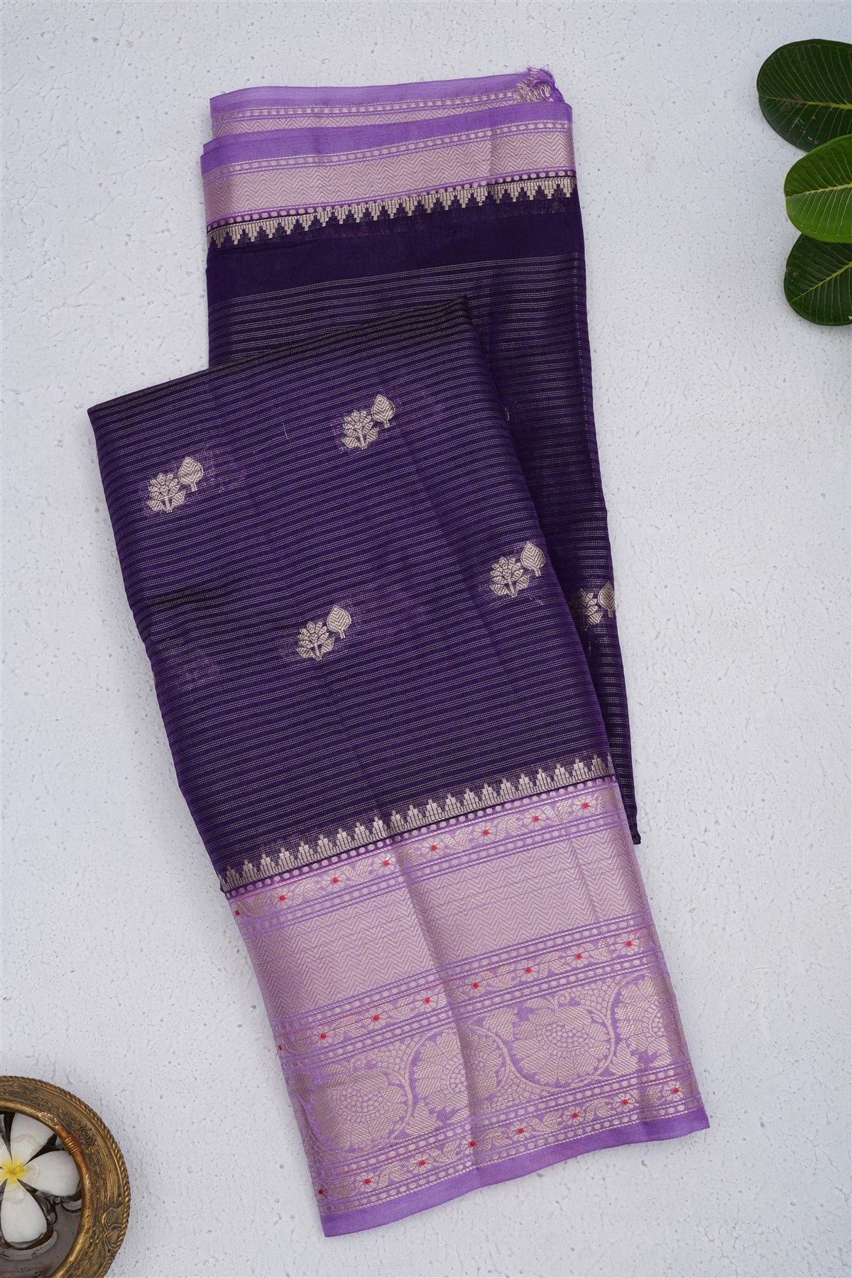 Fancy Litchi Silk Violet Saree