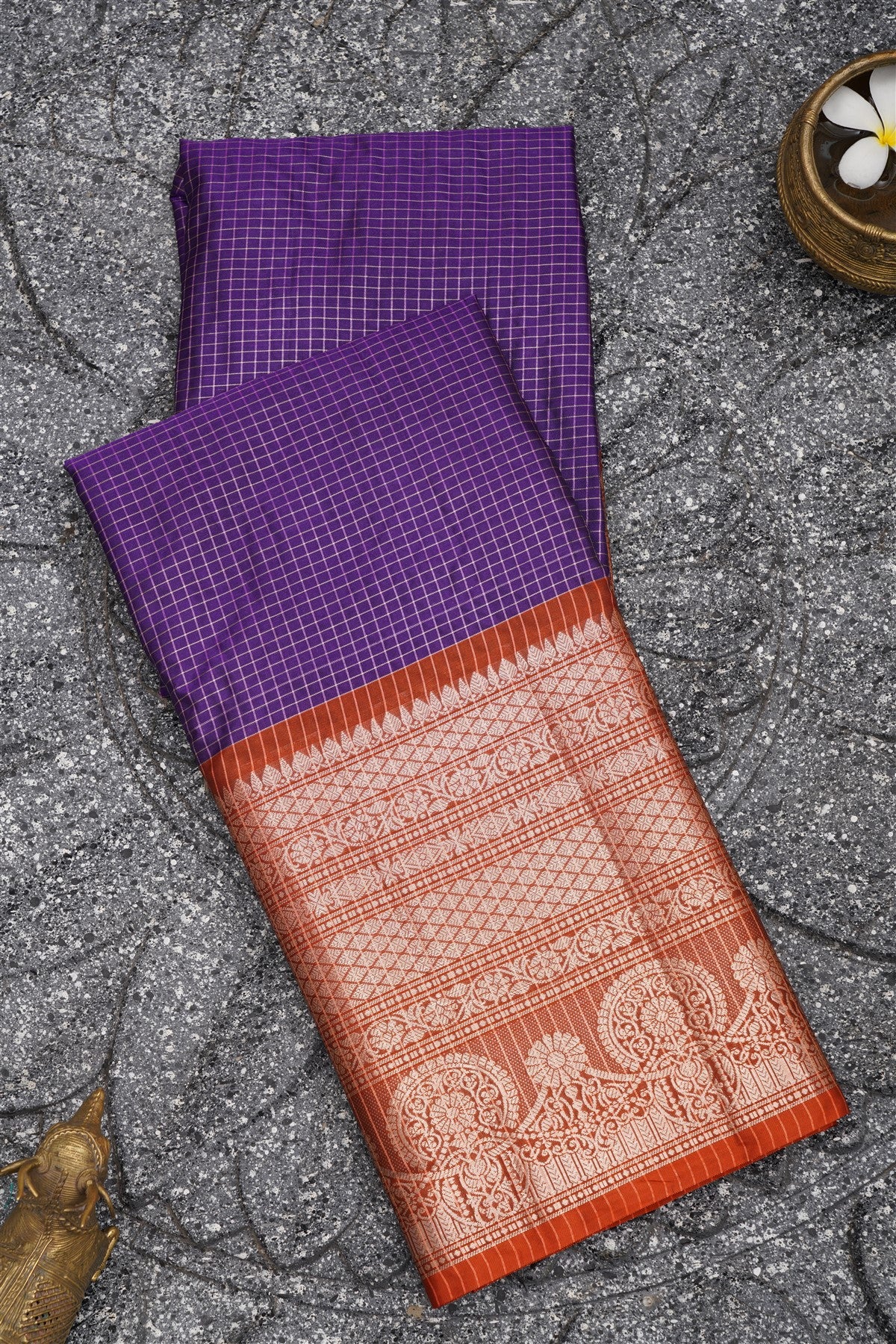 Banarasi Kathan Silk Violet Saree