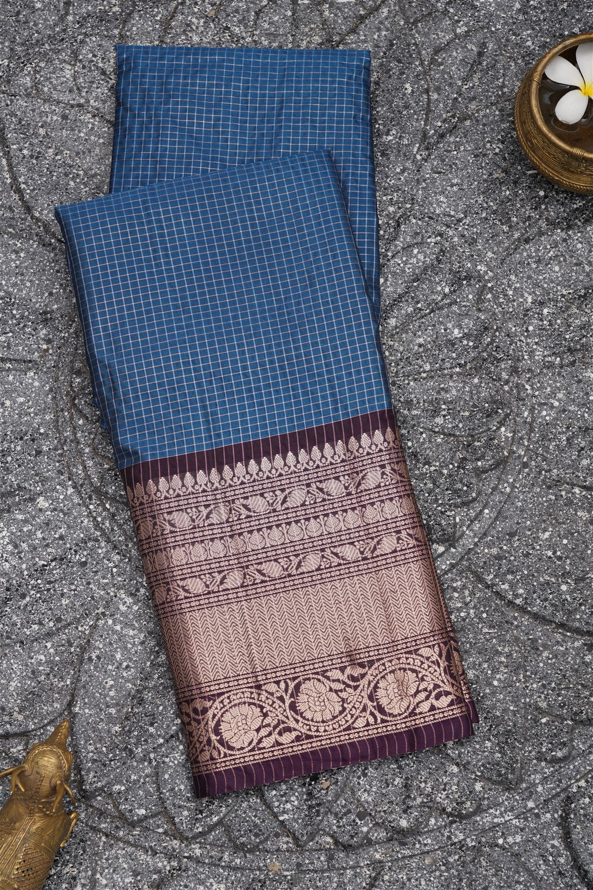 Banarasi Kathan Silk Dark Blue Saree