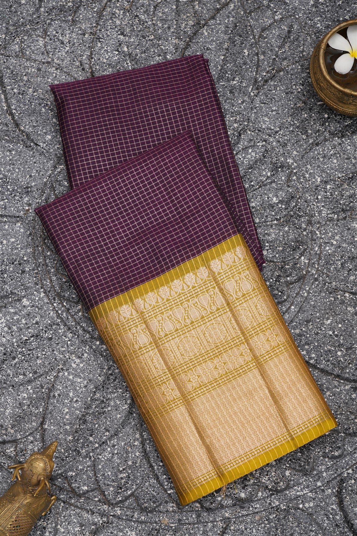 Banarasi Kathan Silk Dark Violet Saree