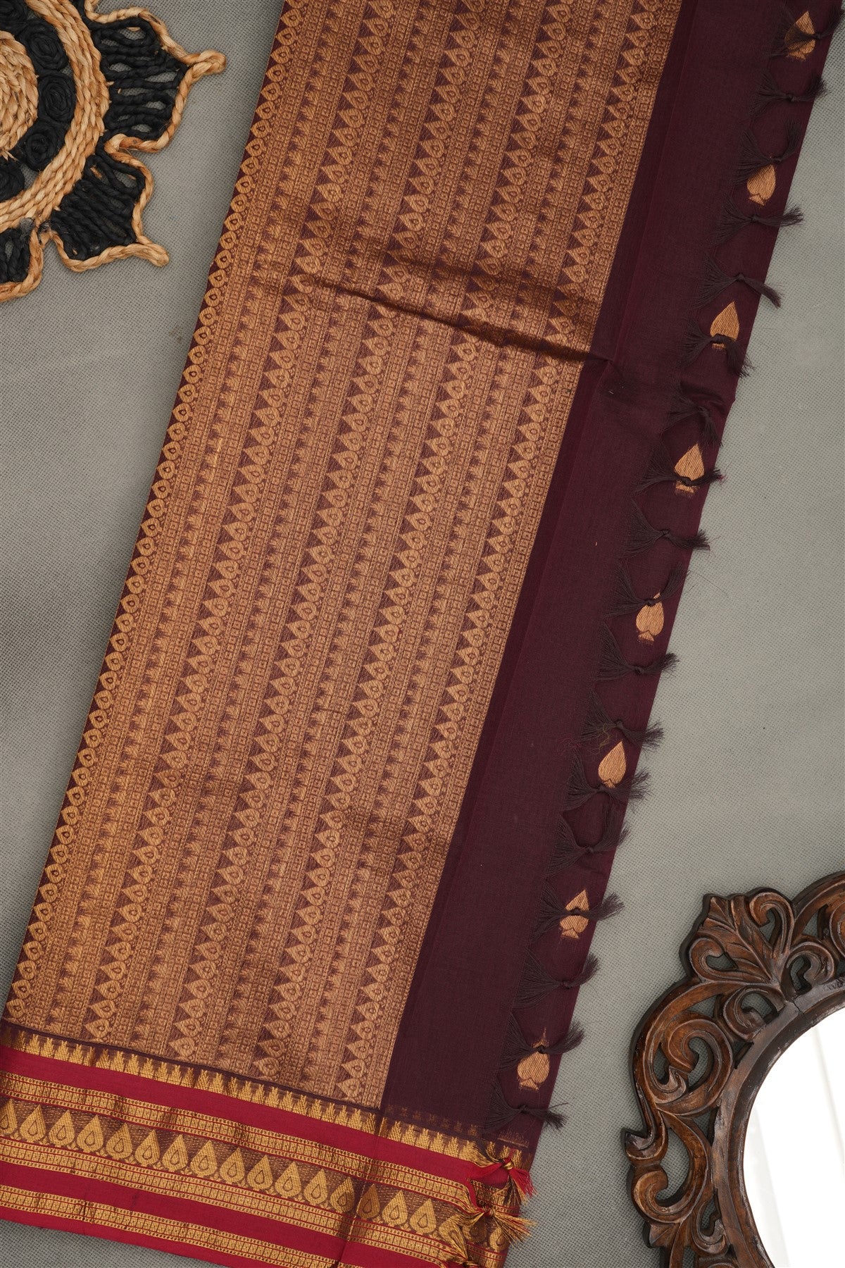 Salem Cotton Dark Purple  Saree